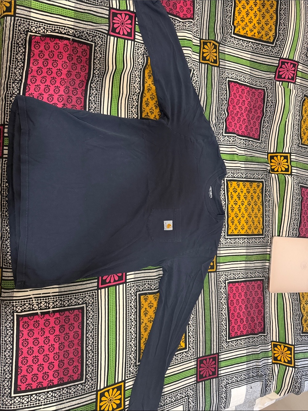 Medium Carhartt Navy Long-Sleeve Work Shirt